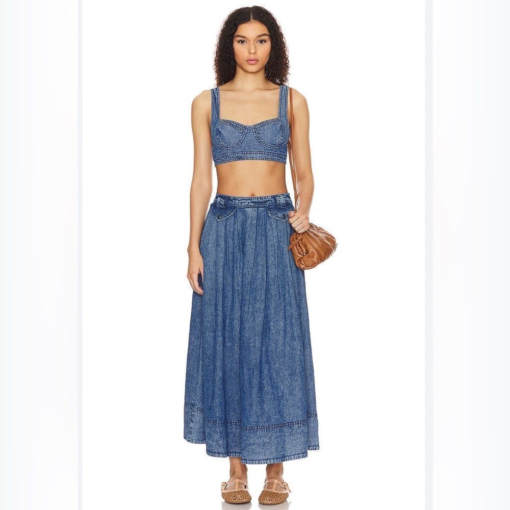 NWOT Free People Denim Skirt.